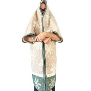 Vintage Biederlack Zip Snap Wearable Blanket Scandi Cozy Cabin Lodge